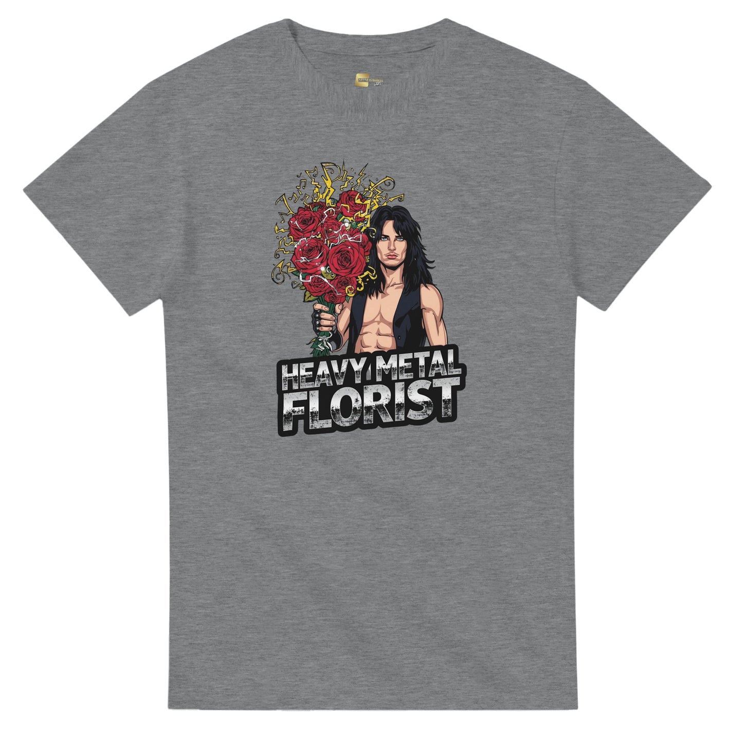 Woman wearing a t-shirt with a graphic design in a mall setting