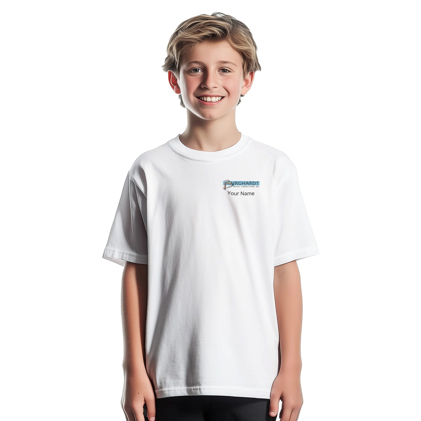 Burghardt Metal Fabricating, Inc., logo on a Polycotton Kids T-shirt