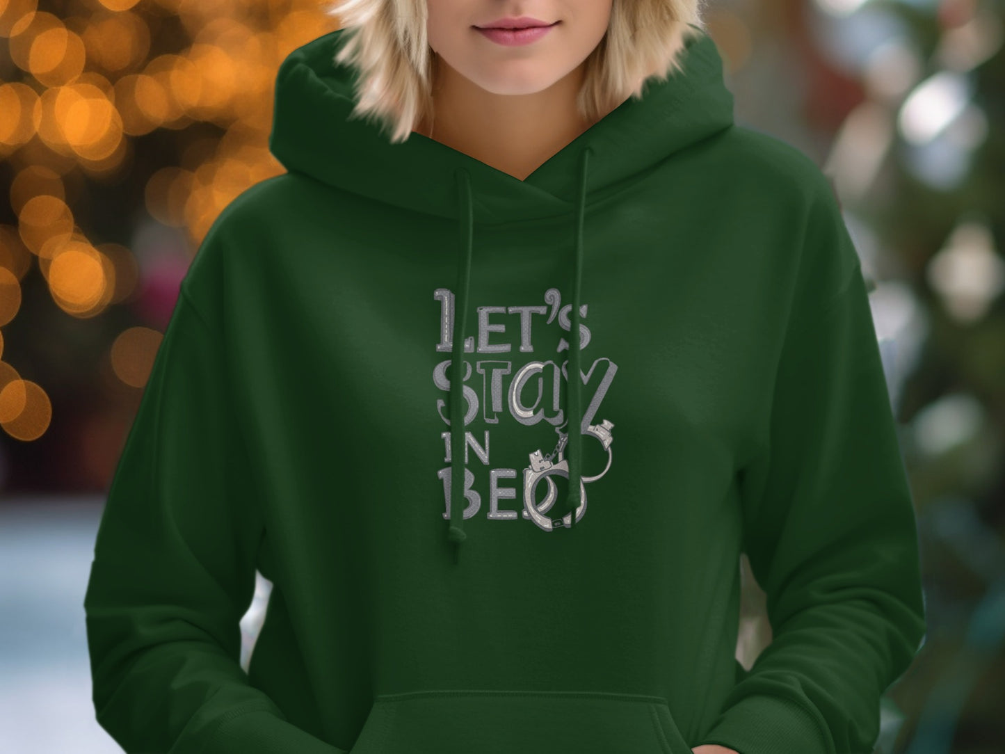 Let's Stay In Bed Graphic Hoodie Cozy Winter Top