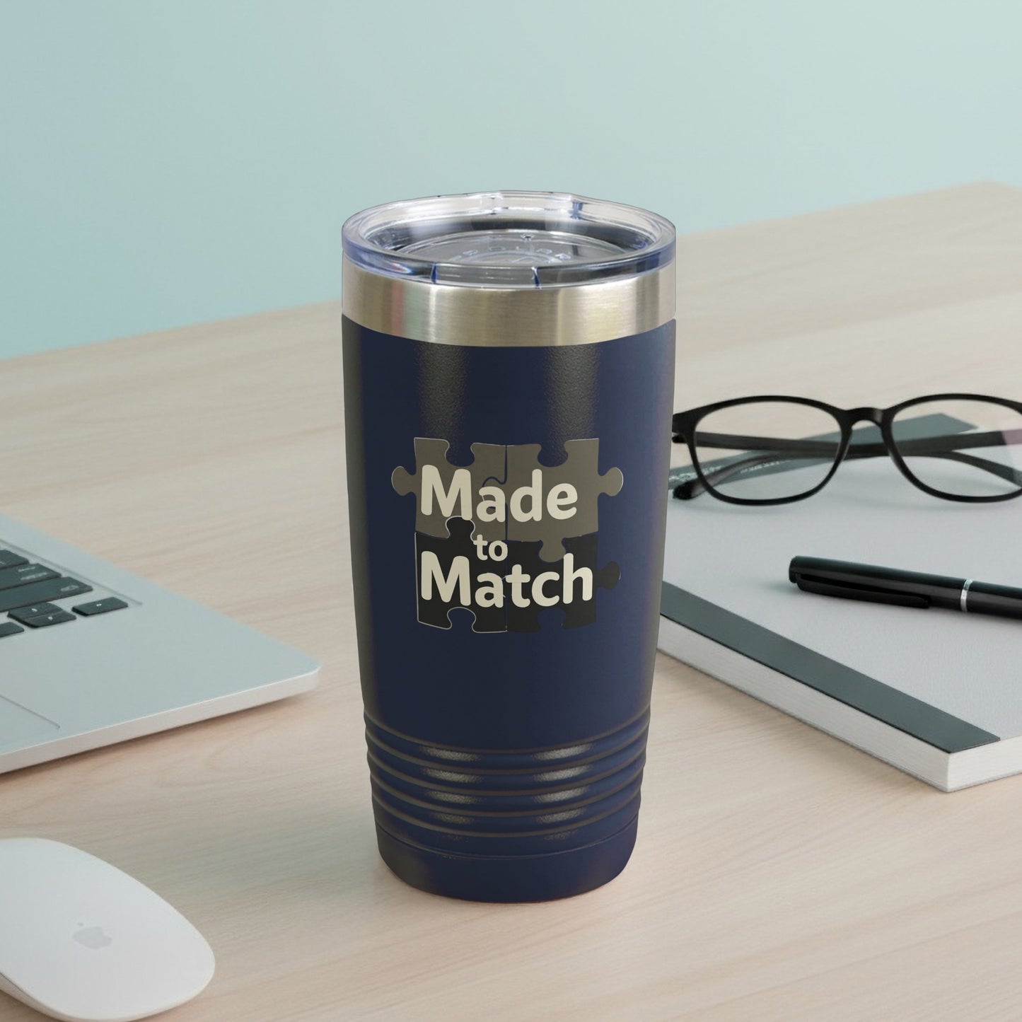 Made to Match Puzzle Design Travel Tumbler
