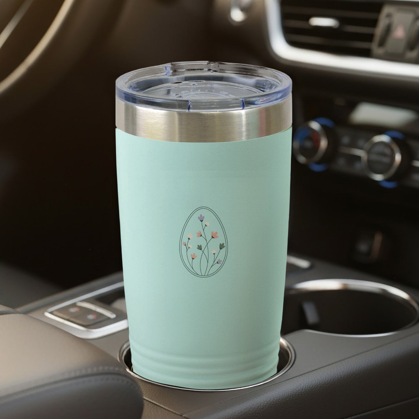 Floral Pattern Insulated Travel Tumbler Cup