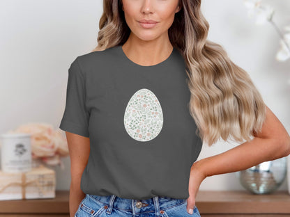 Floral Egg Pattern Graphic Design T-Shirt Product
