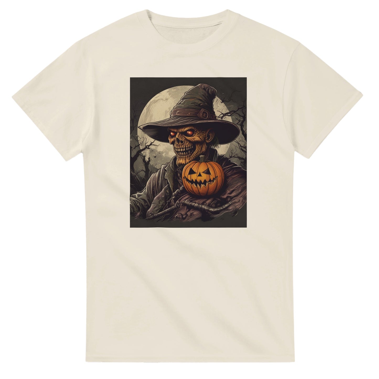 Pumpkin & Glowing Eyes on a Heavyweight T-shirt