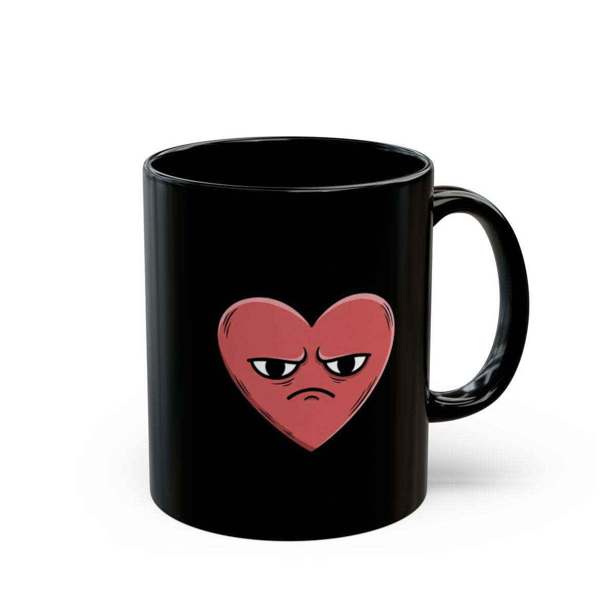 Grumpy Heart with Attitude Black Mug Unique Gift