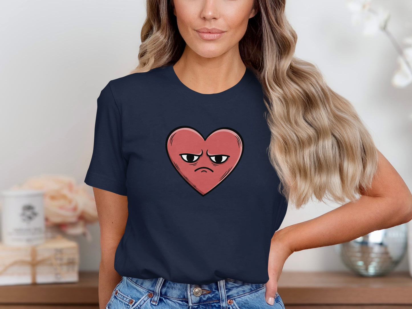 Grumpy Heart With Sad Eyes Design T-Shirt Product