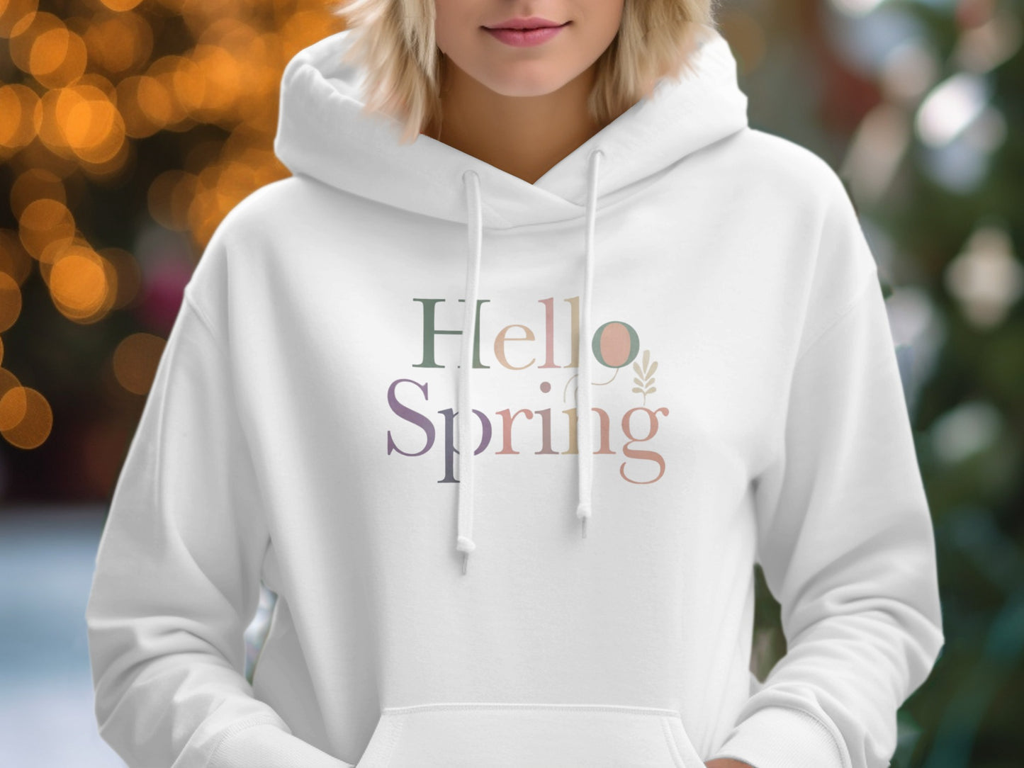 Hello Spring Printed Cozy Warm Hoodie for Women
