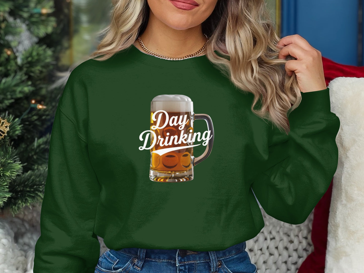 Day Drinking Beer Mug Graphic Green Sweatshirt product type