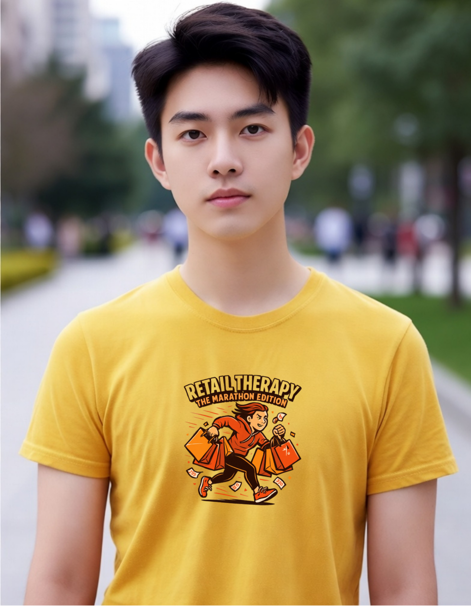 Retail Therapy Marathon Edition heavyweight t-shirt mockup