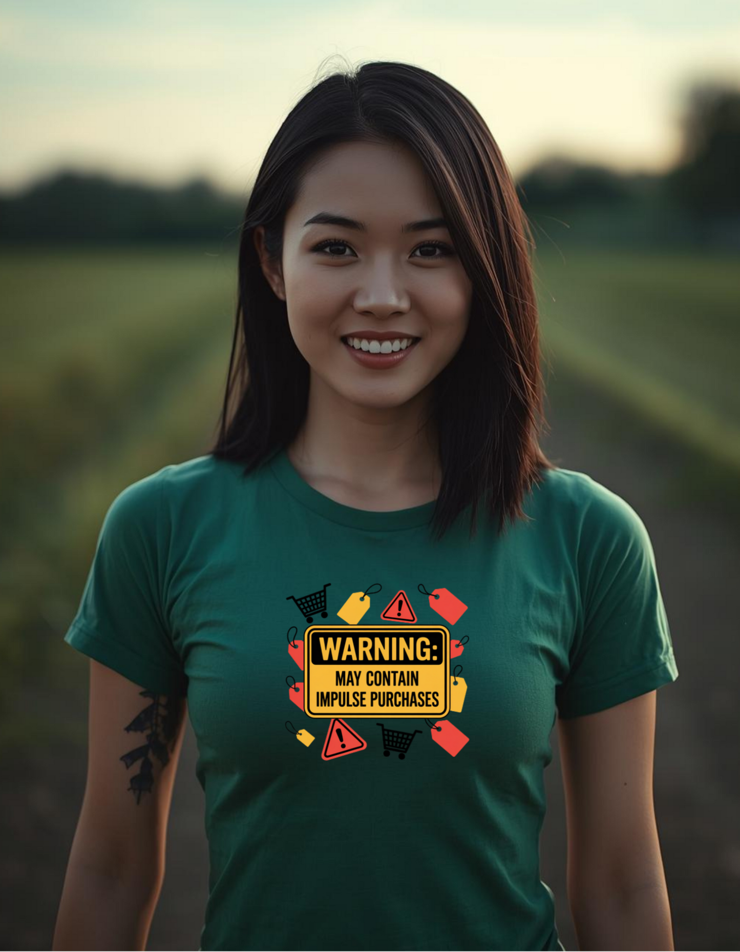 Warning May Contain Impulse Purchases heavyweight t-shirt mockup